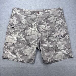 AFTCO Tactical Fishing Cargo Shorts Mens 40 Gray Camo Ripstop Outdoor Utility